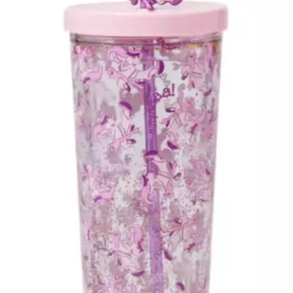 Disney Parks Miss Piggy Tumbler floating gold glitter with Straw and Charm - Picture 2 of 3